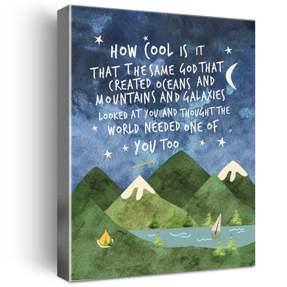 Wailozco Same God Creation Wall Art,Mountain Wall Art for Nursery Toddler Boy Room Wall Decor,Christian Kids Canvas Framed Poster Print,Adoption Gifts First Communion Gifts for Boys