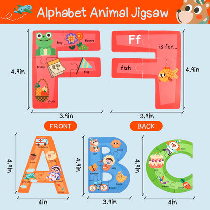 NAODONGLI Wooden Alphabet Puzzles for Toddlers Ages 3+,Montessori Preschool Learning ABC Sight Words Letter Puzzle for Toddlers,Learning Toys Easter Birthday Gift for Kindergarten Boys Girls