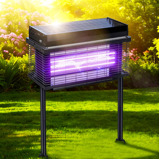 Spansol Solar Bug Zapper Outdoor, Purple UV Mosquito Zapper with Smart Rain Off Rechargeable Mosquito Killer Lamp, Wireless Solar Powered Fly Trap for Yard Patio RV Camping (Black)
