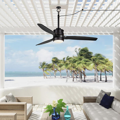 EKIZNSN 42“ Wet Rated Gazebo Ceiling Fans Outdoor Hanging for Patios Waterproof, Pergola Ceiling Fan with Light, Hook Installation, Black