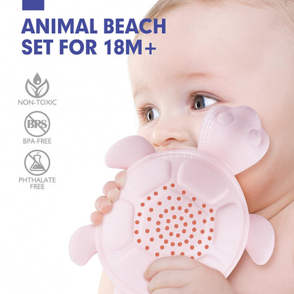 hahaland Beach Toys for Toddlers 1-3 - Sand Toys for Toddlers 1-3, Baby Bucket Rake Shovel Set, Bath Water Outdoor Toy for Boys Girls, Sandbox Toy for 1 Year Old Toddler Toys Age 1-2