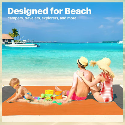 EASYFUN Beach Blanket Sandproof Oversized, 79''×83'' Extra Large Beach Mat, Portable Picnic Mat for Travel Camping Hiking, Lightweight Beach Essentials Family Water Resistant Mat Nylon 210T