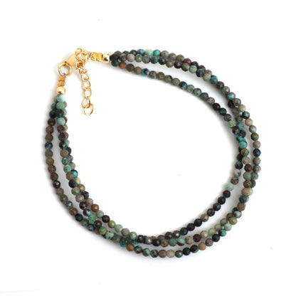 Gempires Turquoise Beaded Bracelets Multi Strand Handmade Jewelry Hypoallergenic 8 Inch Gold Plated December Birthstone Elegant Jewelry Gifts For Women