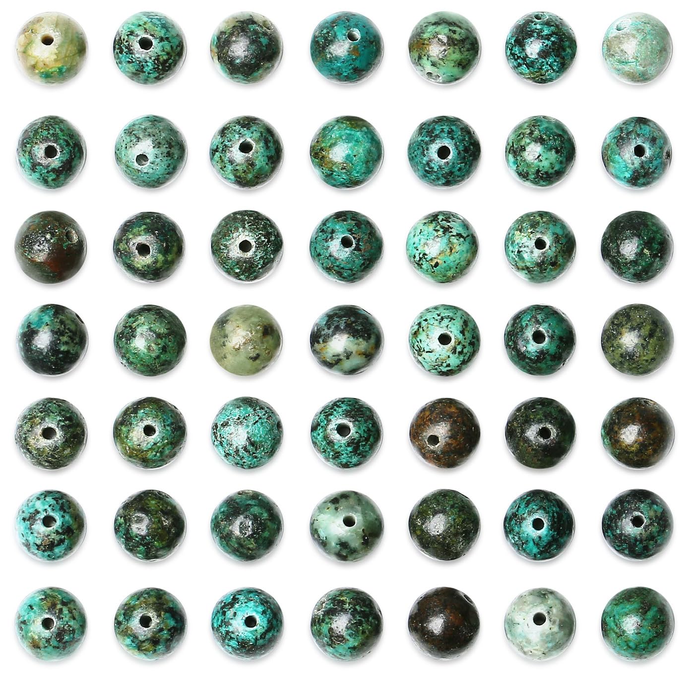 QINJIEJIE 100PCS African Turquoise Beads 8mm Natural Stone Beads Round Loose Gemstone Bead for Bracelet Beading Crystal Jewelry Making DIY Necklace Earrings 0.32"
