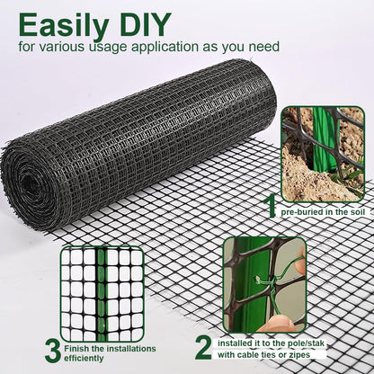 DOLEMODUO Heavy Duty Plastic Fence Roll 39" x 50' - 0.8x0.8 Inch Chicken Wire Mesh, Reusable Fencing for Garden, Rabbit/Poultry Protection, Balcony & Plant Defense (Black)