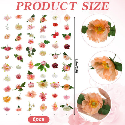 Suncalla 12 Pcs 70.8 ft Flower Garlands Hanging Artificial Wildflower Vine Decor from Ceiling Floating Floral Backdrop Silk Fake Flower Garland for Wedding Home Garden Wall Arch(Blossom)