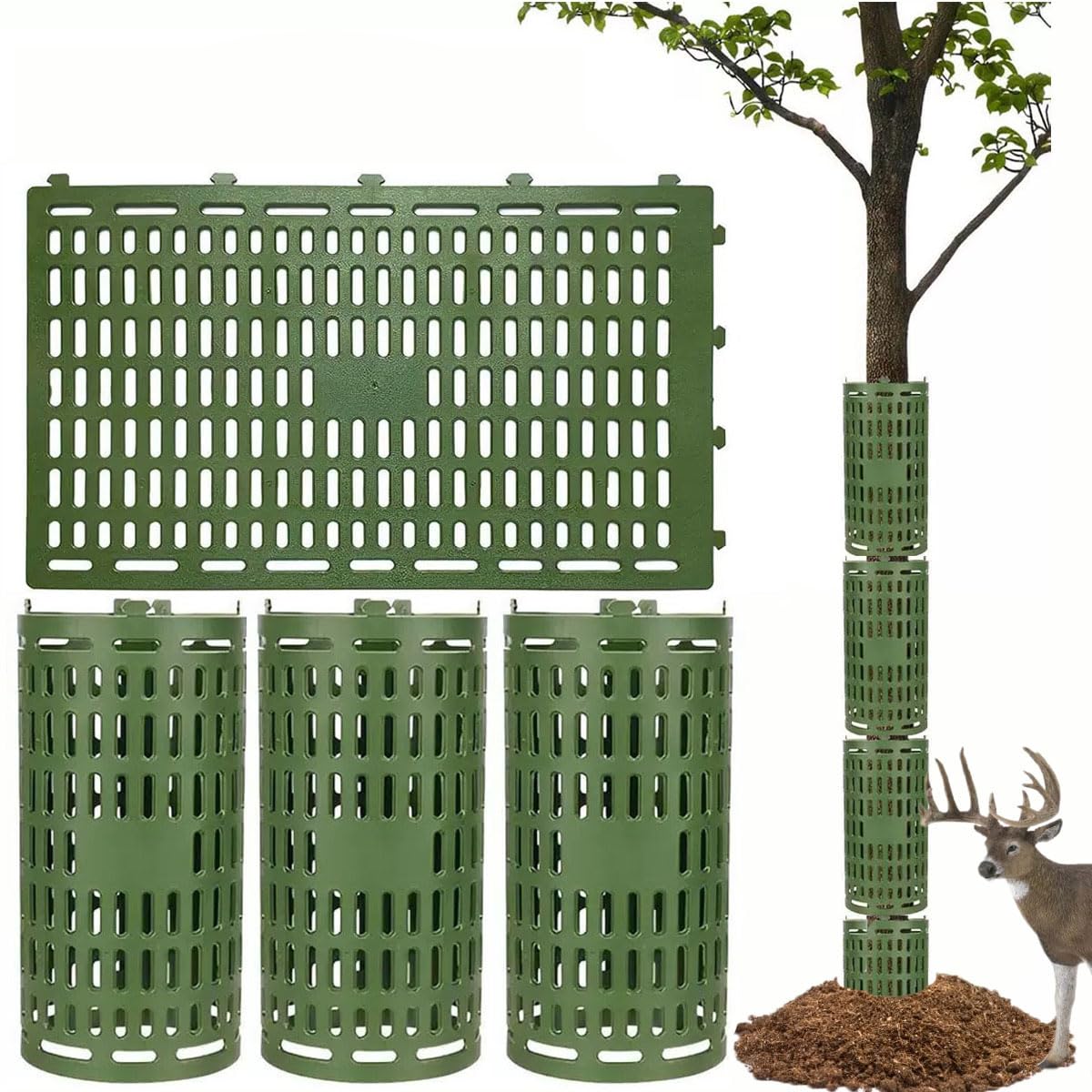 USEDGDIG 8 Pack Tree Trunk Protector Extendable Plant Guard Protectors 15" x 10" Tree Wraps to Protect Bark Heavy Duty Tree Protectors from Wildlife, Pruners, Mowers, and Rodents