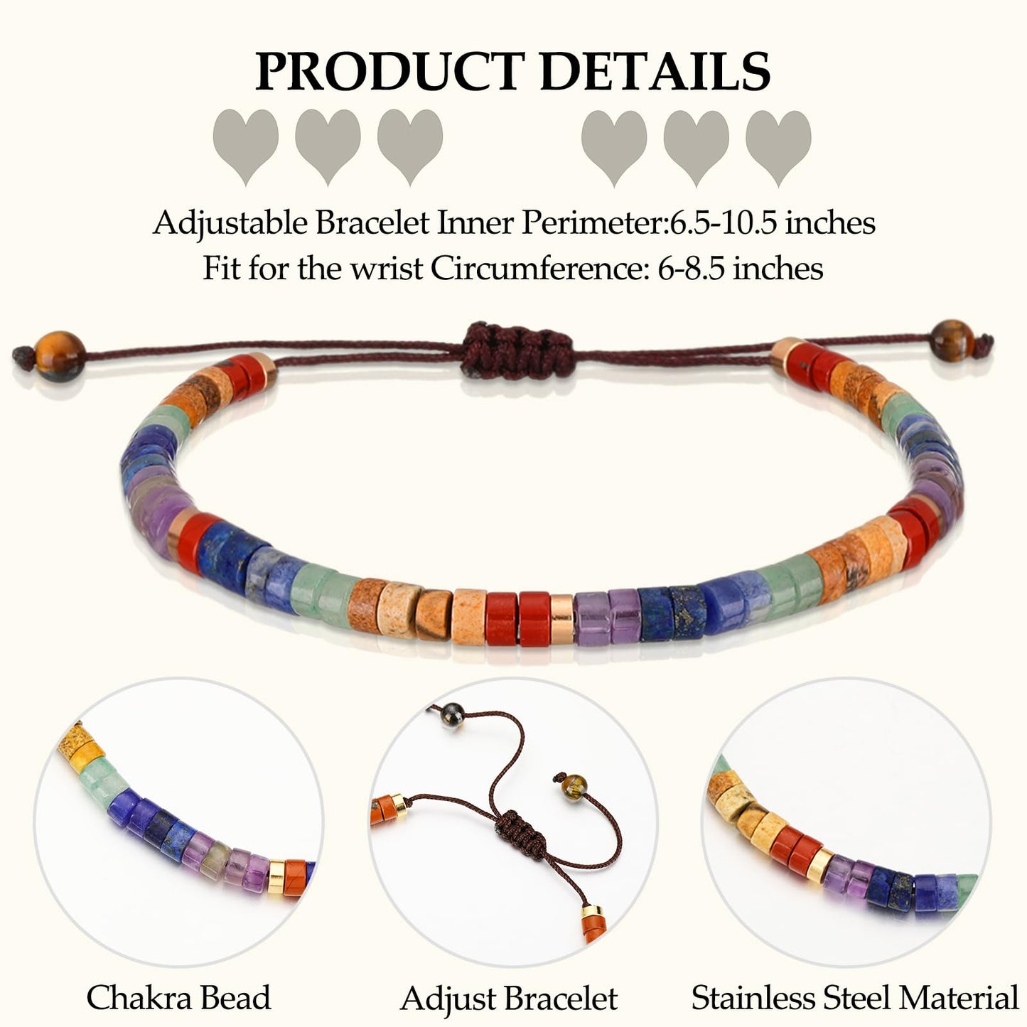 Huquary 9 Pcs Chakra Bracelets for Women Healing Crystals Stones Bracelet 7 Chakras Spiritual Crystal Bracelet Bangle Yoga Meditation Relax for Women Anxiety Stress Relief Gifts for Friend Sister