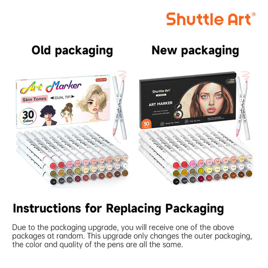 Shuttle Art 30 Colors Skin Tone&Hair Art Markers, Dual Tip Alcohol Based Flesh Color Marker Pen Set Contains 1 Blender Perfect for Kids & Adults Portrait,Comic, Anime, Manga, Illustration