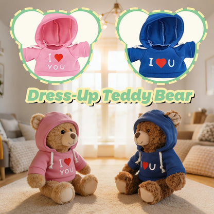 2 Pcs Love Teddy Bears for Women Plush Dolls 8.7 Inch Stuffed Bear Animal Set Gift for Mom Hoodie-Wearing Bear with I Love You Valentine’s Cozy Bear for Girlfriend Girls Kids Baby Gift (Pink + Blue)