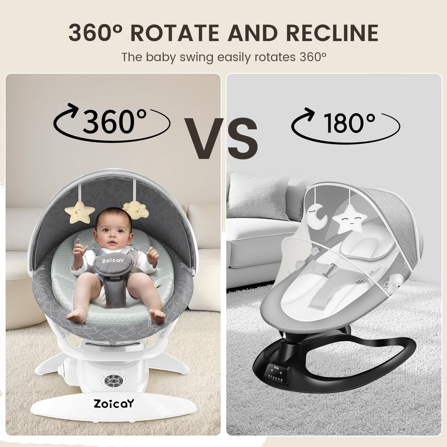 3-in-1 Baby Swing for Infants, Infant Swing with 5 Speeds & 3 Swing Modes, 12 Lullabies, Electric Swing for Baby, Indoor & Outdoor Use, Up to 25 lbs, Gray