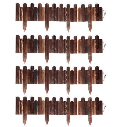 Soaoo 4 Pack Wood Garden Edging Border Outdoor Flexible Landscape Border Fence Decorative Lawn Edging with Gloves for Flower Bed Pathway Garden Yard (16 ft)