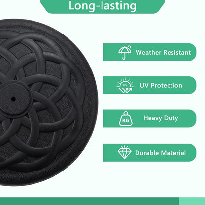 Helios&Hestia 31 lb Heavy Duty Umbrella Base, Round Resin Stand Weight for Patio Outdoor Market Table Umbrella, Black