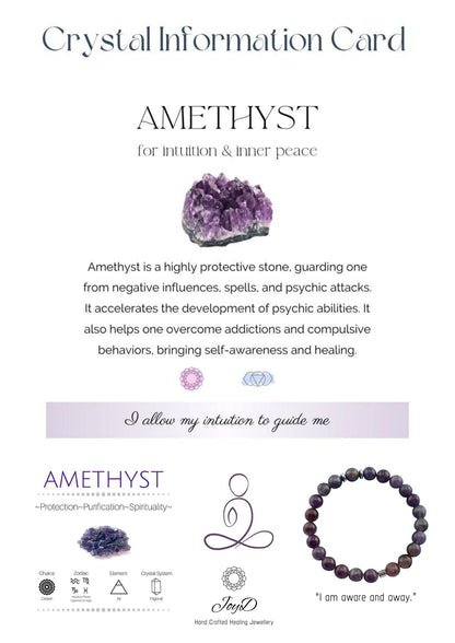 joy-d 8mm Amethyst Beaded Bracelets with Natural Stone and Hematite Accents, Unisex Gemstone Beads Jewelry for Men and Women - Thoughtful Gift for Him and for Her