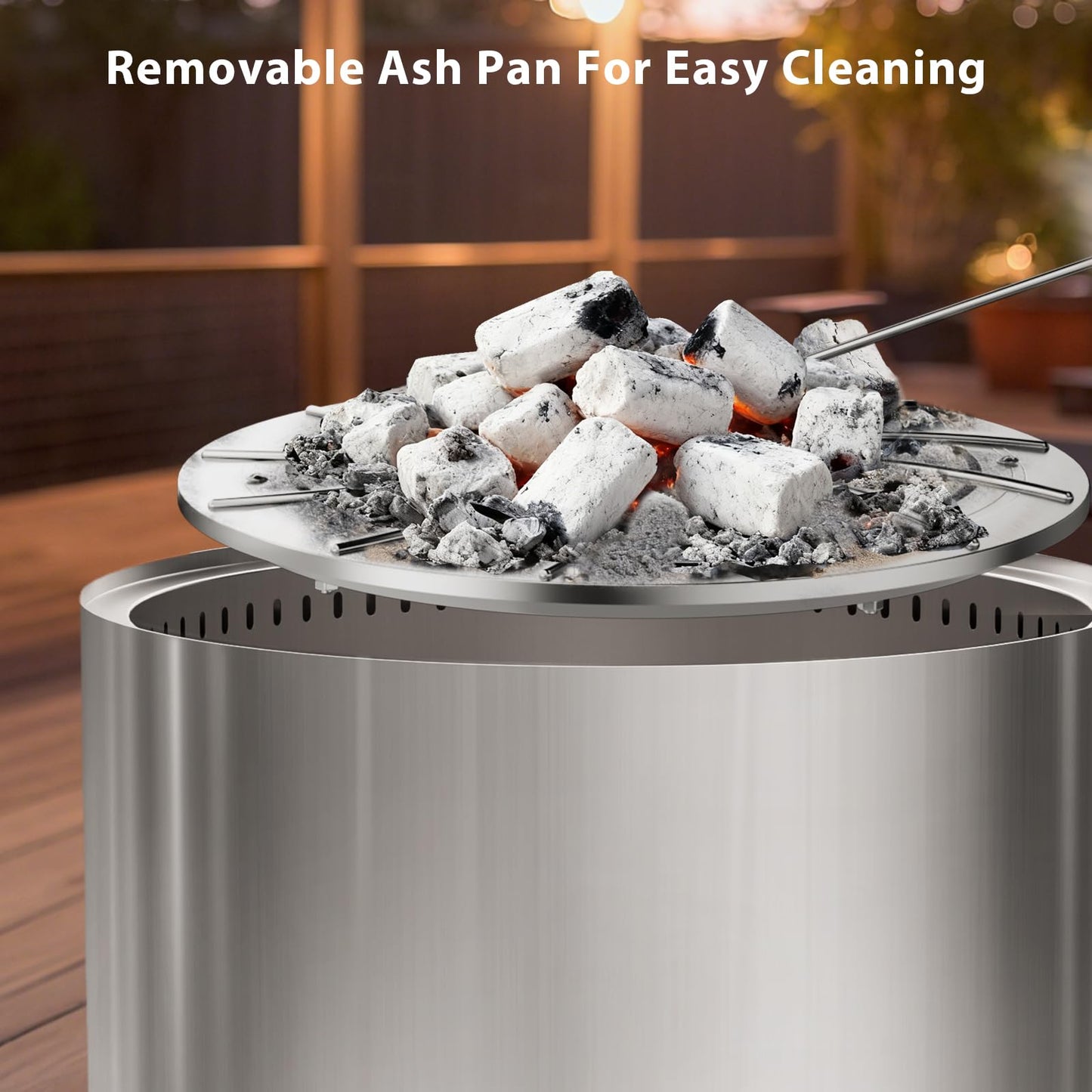 Panovue 22 Inch Smokeless Fire Pit, Stainless Steel Wood Burning Outdoor Firepit for Outside Patio, Backyard, Camping and Outdoor Gatherings,Outdoor Fire Place with Removable Ash Pan