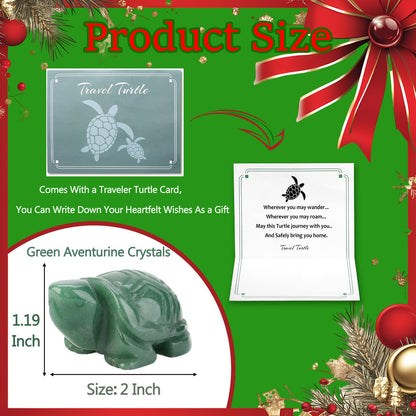DUQGUHO 2" Travel Turtle Gift Decor Crystals Figurines Green Aventurine Crystal Best Mom Turtles Travels Gifts for Women Traveling Travelers Mothers Day Cute Decorations