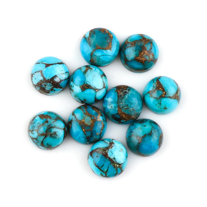 CRYSTALIS (10pcs) Copper Turquoise, Rounds, Natural Cabochon Crystals, Loose Gemstone, Wholesale Bulk, Jewelry Making Supply, Chakra Healing, Polished Stone, DIY, Craft, Gem Collectibles (6-7mm)