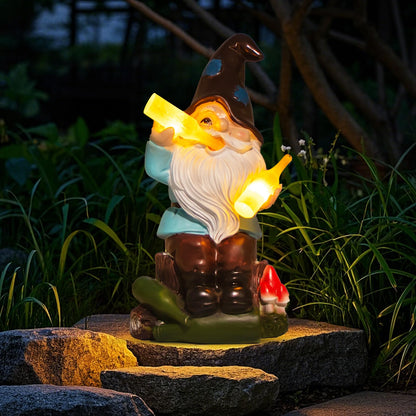 DKJOCKY Gnome Garden Decor Statue with Solar Light Lantern,Birthday Gifts for Women Mom Grandma,Funny Waterproof Resin Figurine Outdoor Decorations for Yard Patio Lawn Balcony Porch