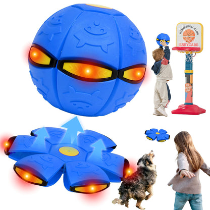 Ageroul 2-in-1 Magic Ball Toy with LED Lights – Bouncing Ball & Flying Saucer Combo, Color-Changing Boomerang Sphere for Outdoor Play, Kids & Family Games (Blue)
