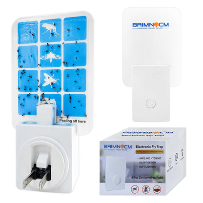 Blue Light Bug Catcher Indoor Plug in, Gnat Traps for House, Indoor Fly Trap for Fruit Fly, Moth and Mosquito, Flying Insect Catcher, 4 Device+8 Refills