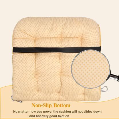 Non-Slip Rocking Chair Cushion, Premium Tufted Rocker Seat Back Pad with Ties, Sturdy &Comfort Thick Padding Pillow Chair Mat Cushions for Outdoor/Indoor Office Home Dining Room Kitchen Patio-Yellow