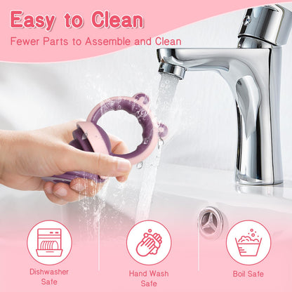 HAOBAOBEI Baby Fruit Food Feeder Pacifier - Fresh Food Feeder, Infant Fruit Teething Teether Toy for 3-24 Months, 3 Pcs Silicone Pouches for Toddlers & Kids & Babies, 2-Pack (Purple Pink)