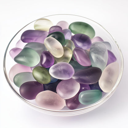 SigMntun Polished Stone Set Fluorite Crystals, 0.8" Handpicked Tumbled Gemstones Rocks, Pebbles for Reiki, Chakra, Healing, Home Decor