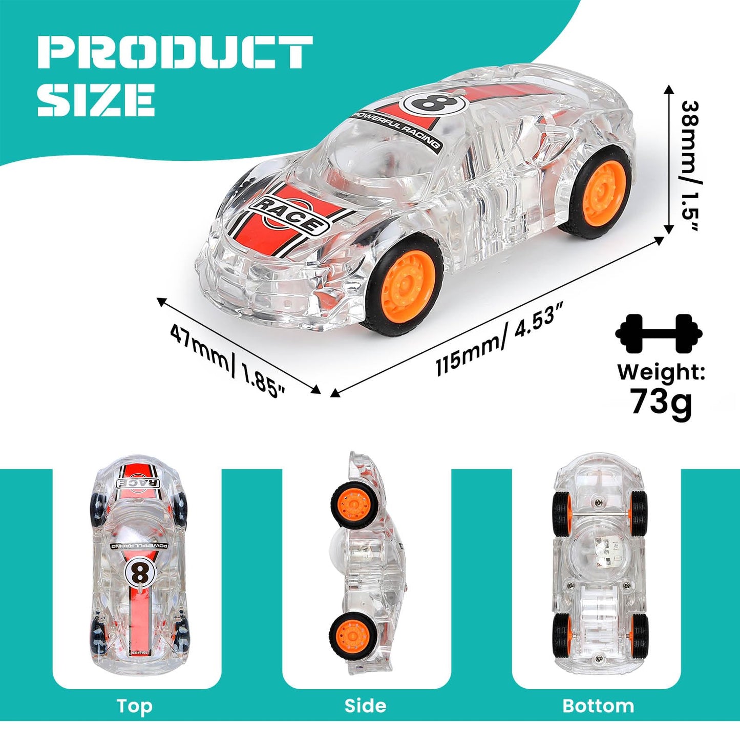 ZOHANINDL LED Light Up Pull Back Car Toys,Race Cars Toy (2 Pack),Car Body Glows-Batteries Included,Suitable for Toddlers 3 4 5 6 7 8 Year Old Kids for Boys and Girls Birthday Party Gift