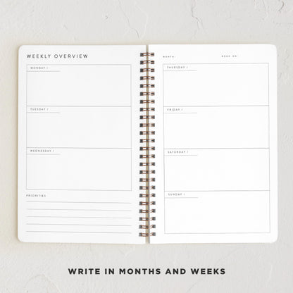 Minted Botanical 2026 Weekly & Monthly Undated Planner, 5.5" x 8.5" Floral Spiral Bound Planner Notebook for School, Work, 132 Pages, Undated Monthly & Weekly Layouts with 2026–2027 Reference Calendar