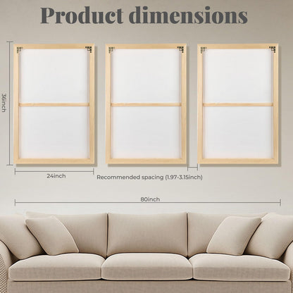 Large 3D Textured Framed Abstract Wall Art for Living Room, 3 Piece Modern Boho Artwork for Walls, Black White Orange Geometric Sandstone Texture Pictures for Hallway Office Home Decor 24x36 In