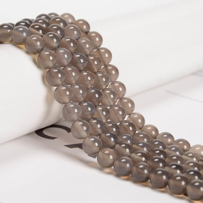 48Pcs 8mm Grey Agate Natural Round Loose Real Stone Beads Gemstone Genuine for DIY Hand Made Craft Jewelry Bracelet Earring Necklace String Making Energy Healing Power