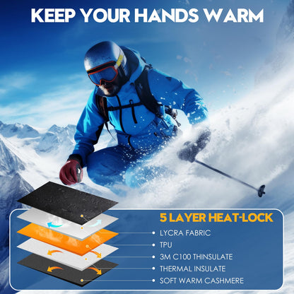 Bruvoalon Winter Gloves for Women & Men, 3M Thermal Insulation, Lycra Fabric, Touchscreen, Anti-Slip, Burgundy, L