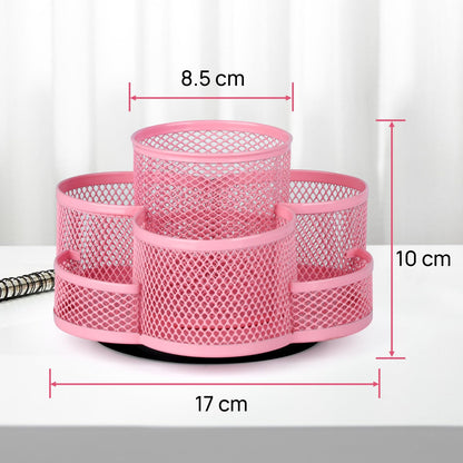 Topwey Pink Pen Holder for Desk, Rotating Pencil Holder, Cup Holder for Desk Office, Pen Organizer