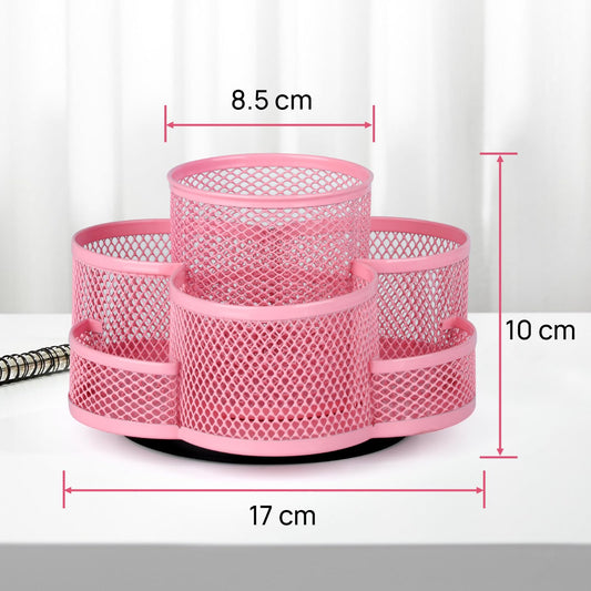 Topwey Pink Pen Holder for Desk, Rotating Pencil Holder, Cup Holder for Desk Office, Pen Organizer