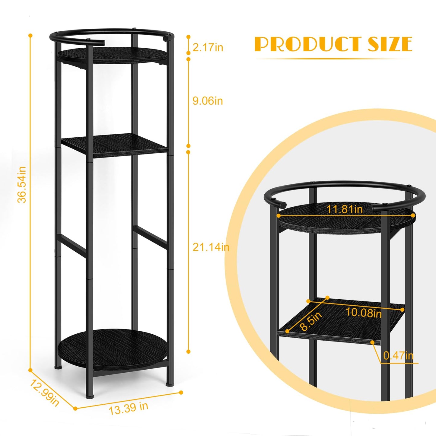 OYEAL Drink Dispenser Stand 3-Tier Water Bottle Jug Holder with 2 Storage Shelves, Multi-Tier Plant Shelf for Ceramic Water Dispenser, Water Filter Bottle, Water Crock Dispenser, Plants, Black