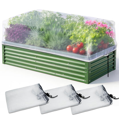 KEOHOL 3-Pack Garden Netting for Raised Beds, 4.9×2.3×1.4 Ft Rectangular Plant Covers with Ultra-fine Mesh, UV Protected HDPE Plant Netting for Vegetables Flowers Fruits