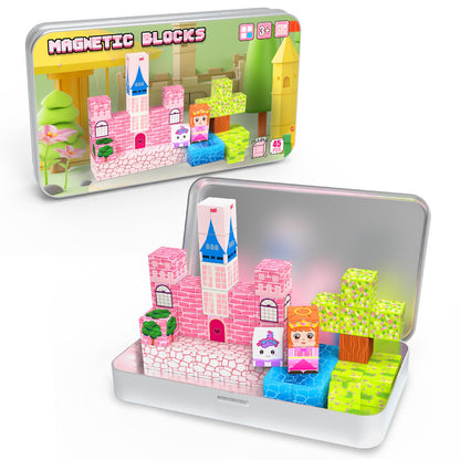 Sixink 45PCS Mini Magnetic Blocks,Magnetic Blocks Travel Toys for Kids with Portable Iron Box,STEM Learning Gift Idea for Ages 3+,Toys Birthday Gifts.