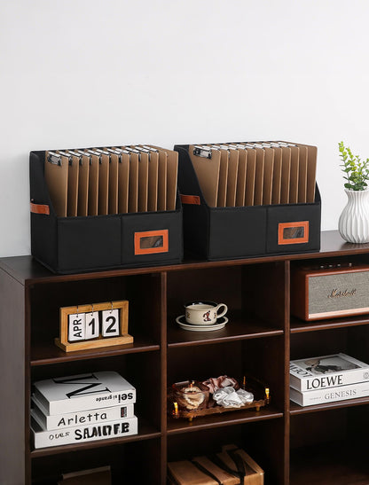 Qozary Clipboard Holder for Classroom-2 Pack Foldable Clip Board Storage Organizer Basket with Handle for Easy Carrying, Classroom Office Desk Organizer Bin, Clipboards Not Included