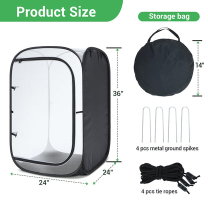 Ohuhu 36'' Garden Mesh Plant Cover, 2 Pack Pop Up Plant Protector Strawberry Cover Garden Net Cage Wind Protection for Plants Outdoor with Storage Bag 24 x 24 x 36 Inches