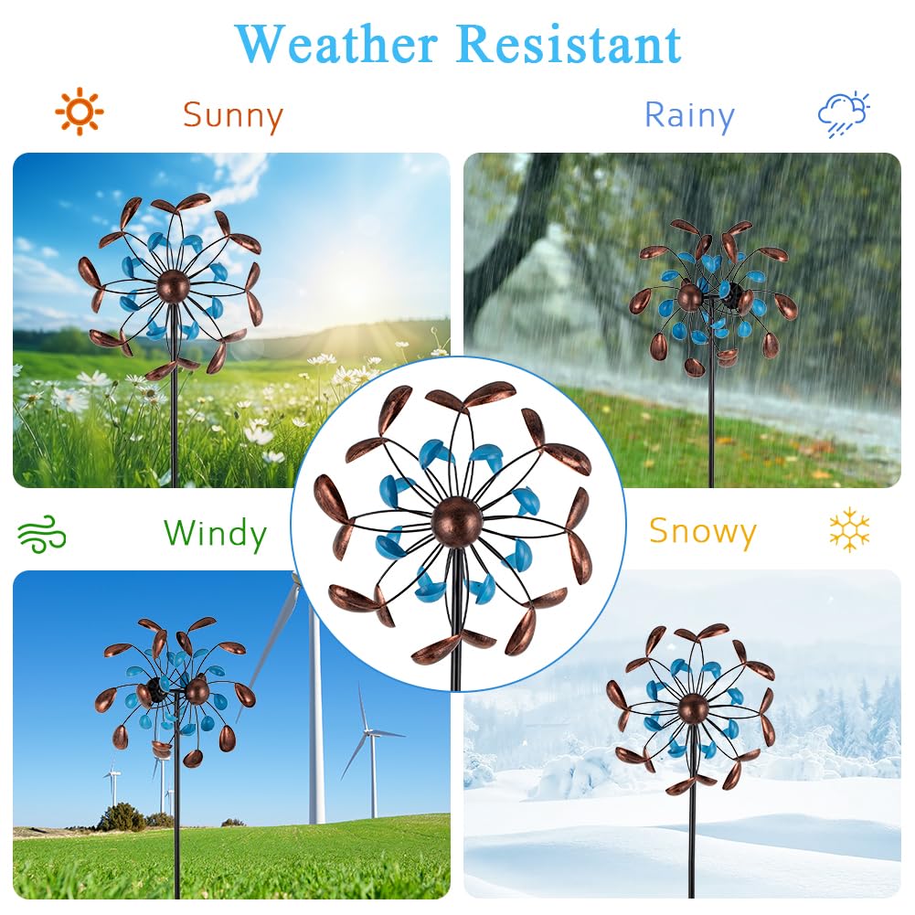 Sunnylight Wind Spinner Outdoor, Wind Sculpture Spinner with Metal Stake, Yard Art Decor for Patio, Lawn & Garden 13 * 57 inches