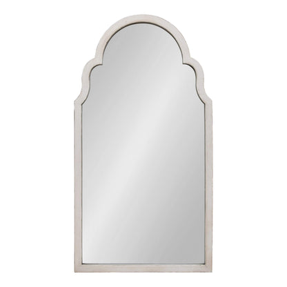 Kate and Laurel Damara Moroccan Style Hand Painted Arch Mirror with Reclaimed Wood, 26x48, Antique White