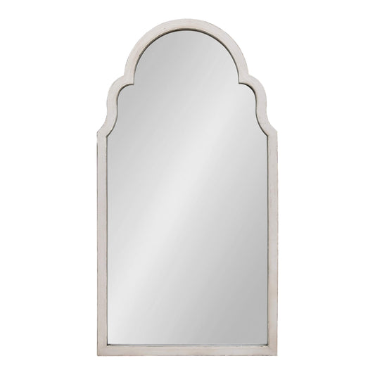 Kate and Laurel Damara Moroccan Style Hand Painted Arch Mirror with Reclaimed Wood, 26x48, Antique White