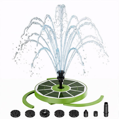 AISITIN 3.5W Solar Bird Bath Fountain with Built-in 1800mAh Battery, Solar Water Pump with 8 Nozzles, Solar Powered Floating Fountain for Outdoor Garden, Birdbath, Pond, Pool, Fish Tank - Dark Green
