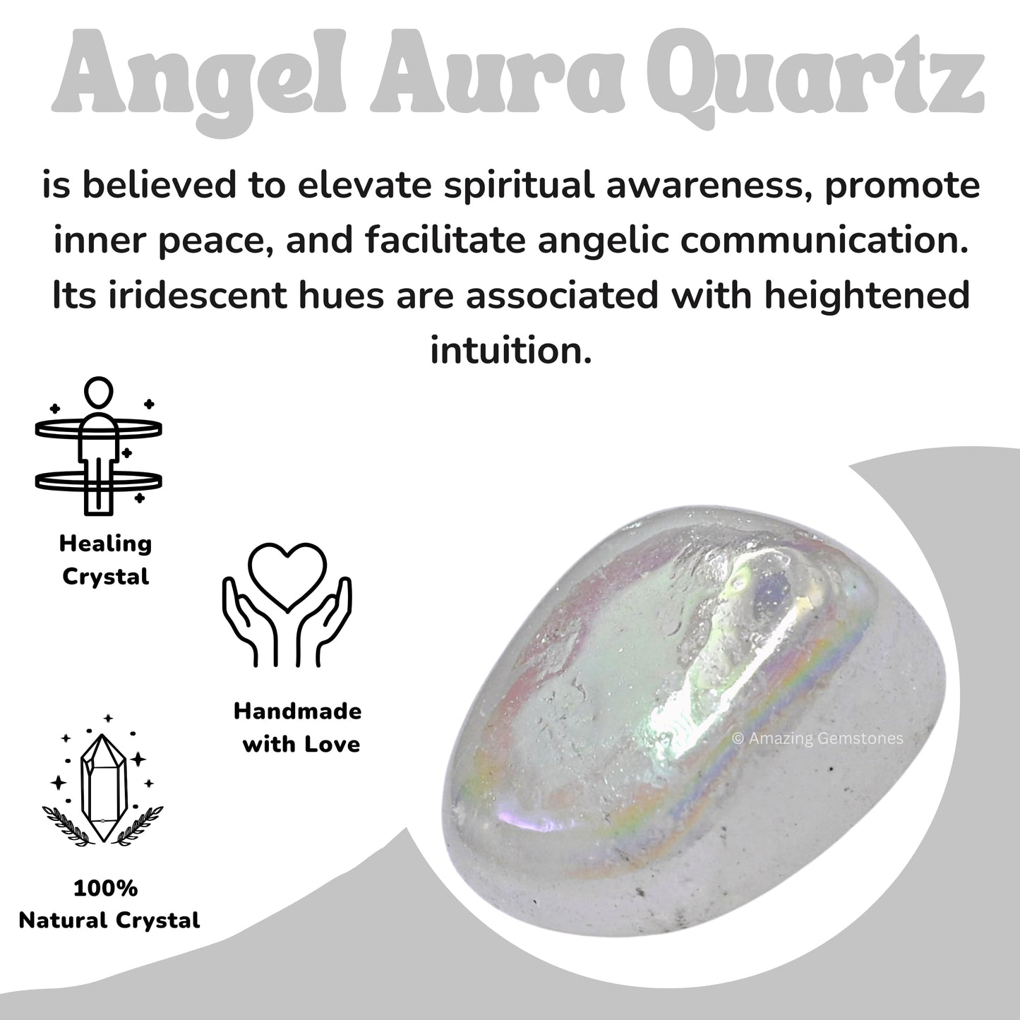 Amazing Gemstone Angel Aura Quartz Crystals and Healing Stones Tumbled - 1 oz, Healing Stones for Energy Balance, Stress Relief - Premium Polished Gems Rocks for Meditation and Wellness