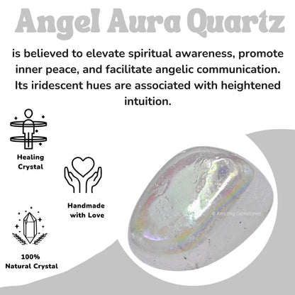 Amazing Gemstone Angel Aura Quartz Crystals and Healing Stones Tumbled - 1 oz, Healing Stones for Energy Balance, Stress Relief - Premium Polished Gems Rocks for Meditation and Wellness