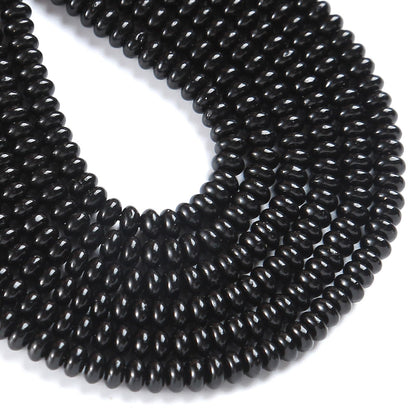 150PCS 2x4mm Natural Black Agate Stone Rondelle Beads Abacus Disk Stone Beads Round Loose Spacer Gemstone for DIY Bracelet Necklace Jewelry Making