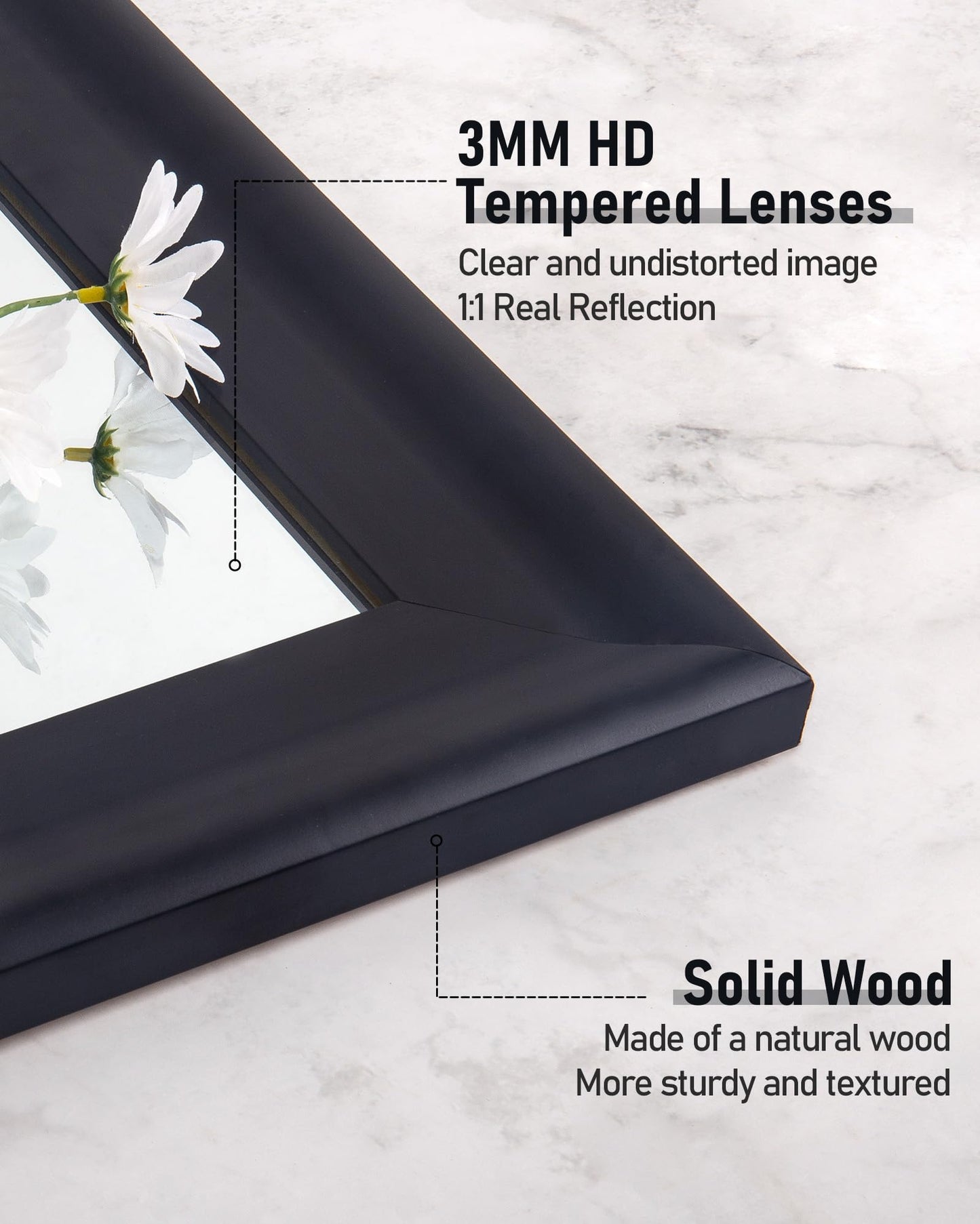 CULER Black Wood Wall Mirror for Bathroom,Rectangle Large 30 x 40 inch Hanging Vanity Black Mirrors with Wooden Frame for Living Room,Bedroom,Entryway