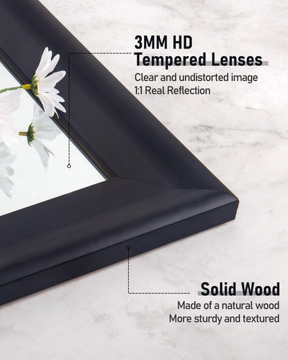 CULER Black Wood Wall Mirror for Bathroom,Rectangle Large 30 x 40 inch Hanging Vanity Black Mirrors with Wooden Frame for Living Room,Bedroom,Entryway