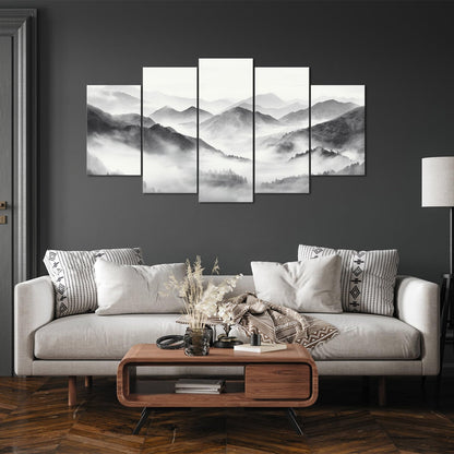 HOMEOART Mountain Wall Art Nature Landscape Painting Living Room Decor 5 Pieces Art Prints Overall 60inchx32inch