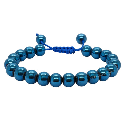 Amazing Gemstone Blue Hematite Bracelet for Women Men's Gifts - Protection Healing Crystal Bracelet - 8mm Gemstone Beaded Adjustable Bracelet Pulseras Para Hombres Mujer Stocking Stuffers